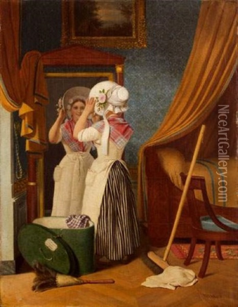 Le Chapeau De Madame Oil Painting - Jean-Pierre-Frederic Barrois