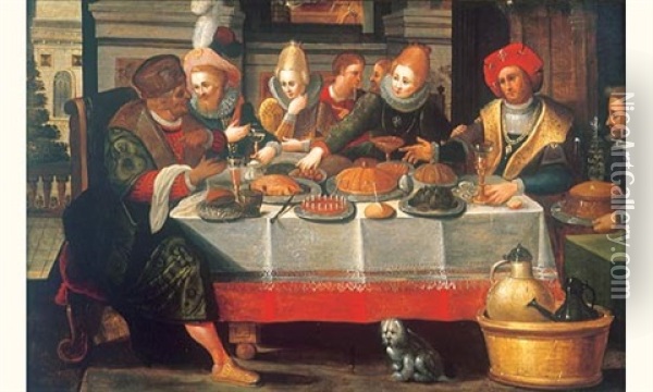 Scene De Banquet Oil Painting - Ambrosius Francken the Younger