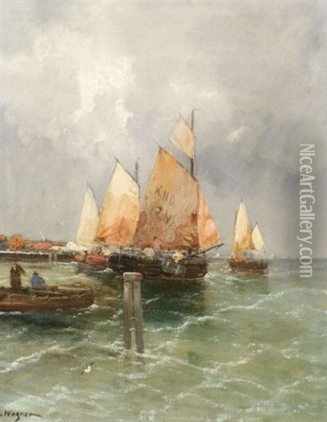 Sailboats Oil Painting - Jacob Wagner