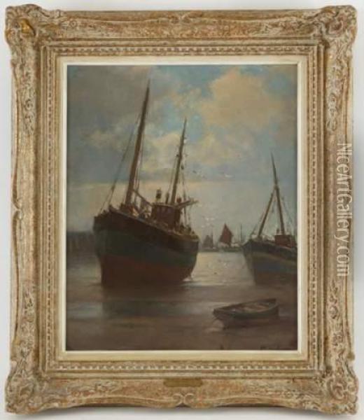Maree Basse Dans Le Port Oil Painting - Franz Muller-Gossen