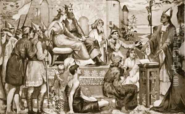 St Augustine preaching to the Saxons Oil Painting - Stephen Briggs Carlil
