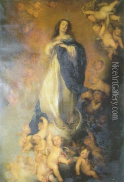 The Immaculate Conception Of The Virgin Oil Painting - Bartolome Esteban Murillo