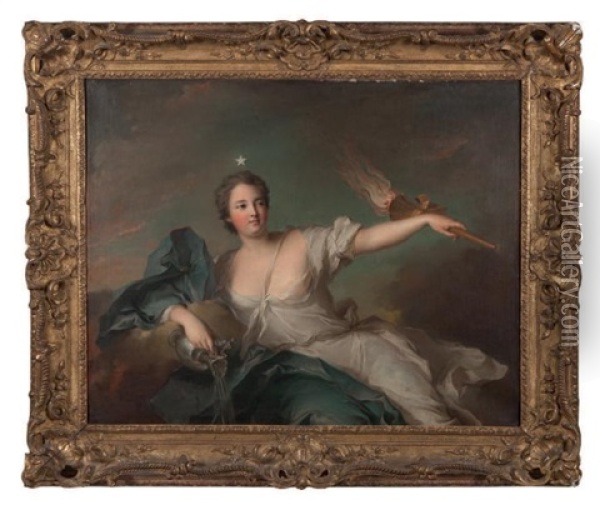 Marie-anne De Mailly-nesle, Marquise De La Tournelle, En Point Du Jour Oil Painting - Jean-Frederic-Marc Nattier