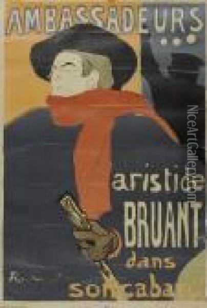 Ambassadeurs ... Aristide Bruant Dans Son Cabaret Oil Painting - Henri De Toulouse-Lautrec