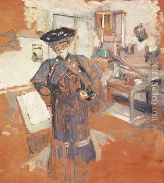 Dame à la voilette, les mains sur les hanches Oil Painting - Jean-Edouard Vuillard