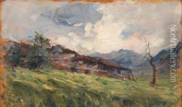 Hameau En Montagne Oil Painting - Carlo Follini