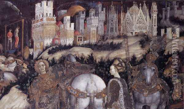 Saint George and the Princess of Trebizond (detail-2) 1436-38 Oil Painting - Antonio Pisano (Pisanello)