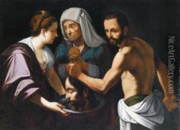 Salome Empfangt Das Haupt Des Taufers; Salome Riceve La Testa Delbattista Oil Painting - Carlo Sellitto