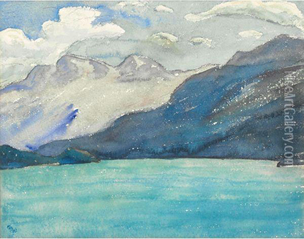Silsersee Mit Blick Auf Den Corvatsch Oil Painting - Giovanni Giacometti