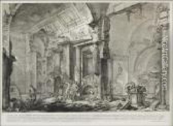 Veduta Di Altra Parte Della Camera Sepolcrale Di L.arrunzio Oil Painting - Giovanni Battista Piranesi