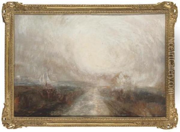 A Sunny Day Off The Coast Oil Painting - Joseph Mallord William Turner