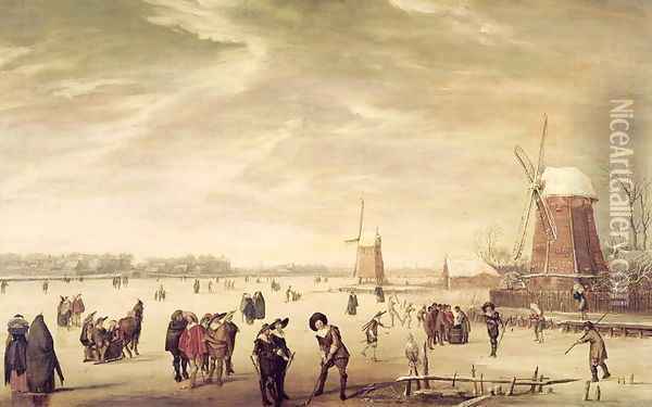 Games on the Ice Oil Painting - Pieter Codde