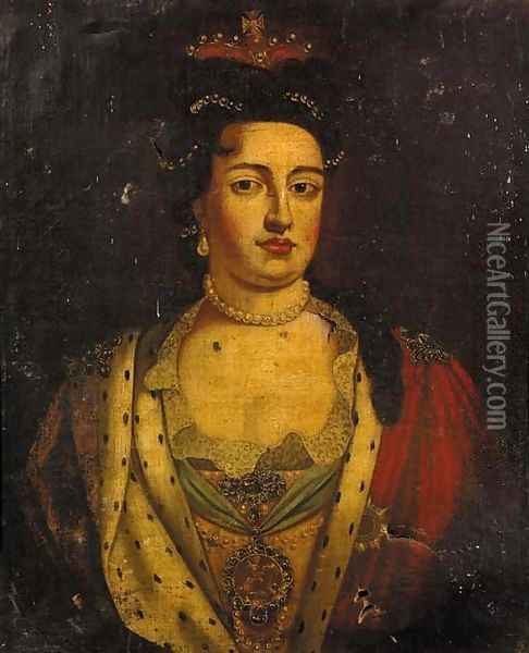 Portrait of Queen Anne Oil Painting - English Provincial School