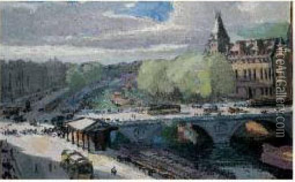 Paris, Le Pont Saint-michel Oil Painting - Jules Flandrin