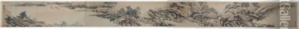 Landscape Painting, Attributed To Shen Zhou 19th C Oil Painting -  Shen Zhou