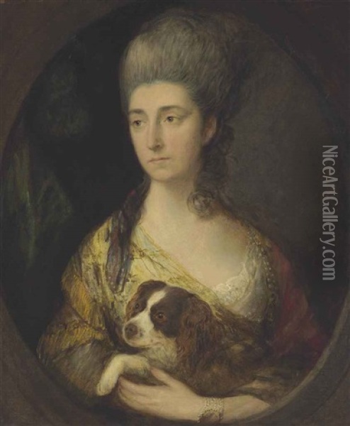 Portrait Of Lady Frederick Campbell (countess Ferrers) With A Spaniel Oil Painting - Thomas Gainsborough