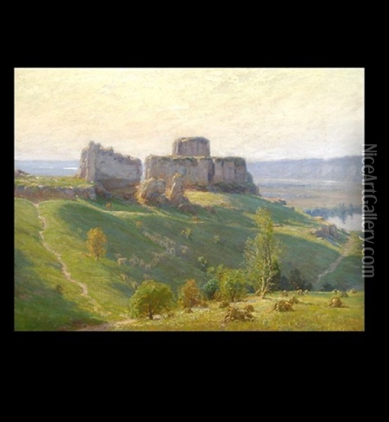 Ruins Of Chateau Gaillard And The Seine Valley Oil Painting - Alexis Jean Fournier