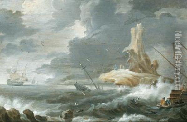 Navi Nella Tempesta Oil Painting - Jan Peeters