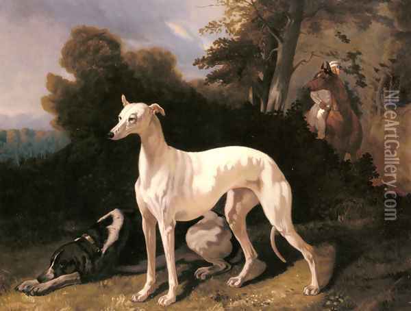 A Greyhound In An Extensive Landscape Oil Painting - Alfred Dedreux