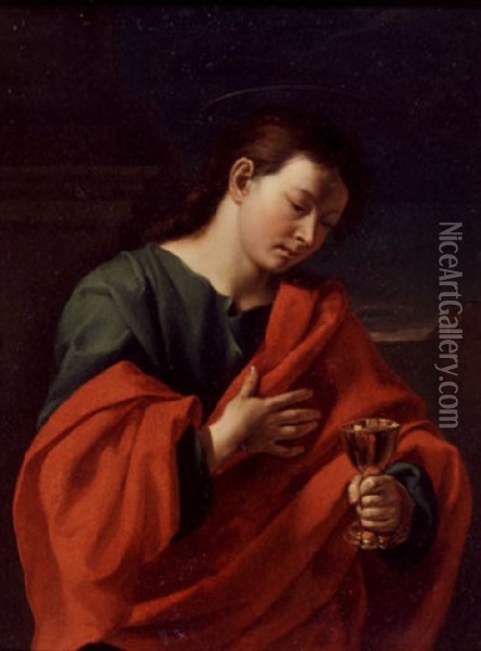 Saint John The Evangelist Oil Painting - Simone Cantarini