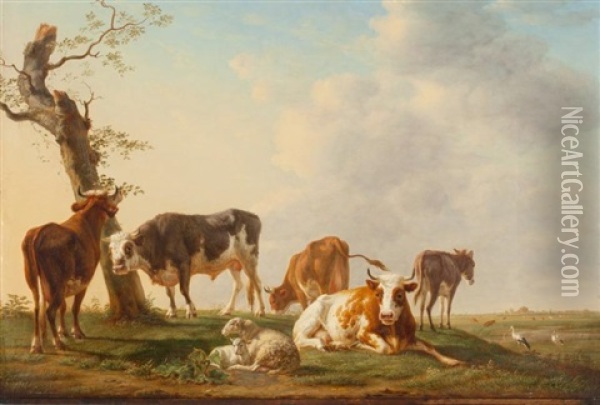 Vaches Et Moutons Oil Painting - Jean Baptiste Berre