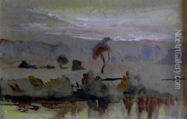 Landscape At Sunset Oil Painting - Hercules Brabazon Brabazon