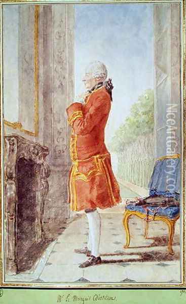 Jacques-Robert Le Hericy, Marquis d'Etreham, 1769 Oil Painting - Louis Carrogis Carmontelle