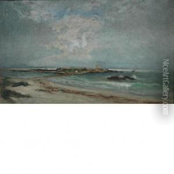 Seascape In Light Haze Oil Painting - George William Whitaker