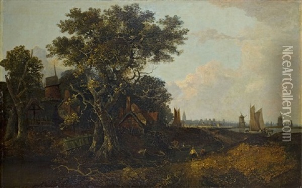 Hollandische Kustenlandschaft Mit Gehoft Oil Painting - John Crome the Elder