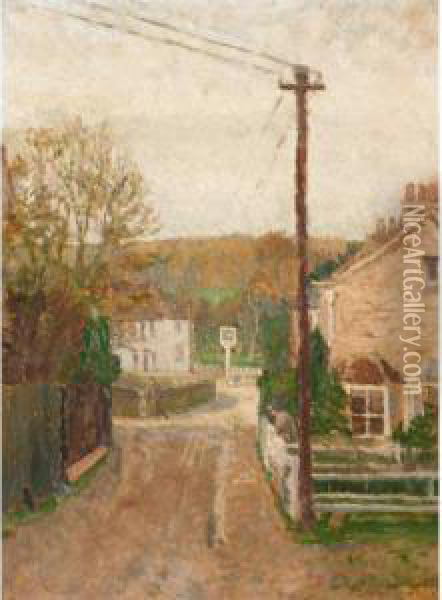 Village Scene Oil Painting - Spencer Frederick Gore