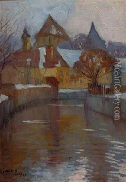 Dorfhauser Und Kirche Oil Painting - Lajos Gimes