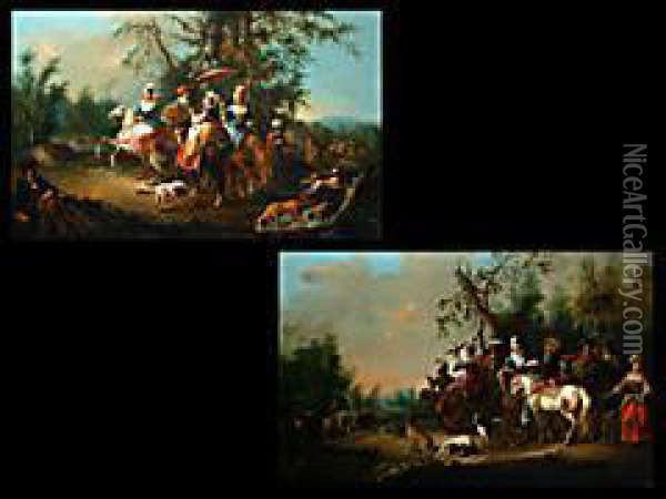 Hofische Jagd Mit Oil Painting - Joseph Conrad Seekatz
