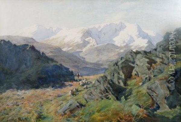 Wetherlam And Conniston Old Man, Lake District Oil Painting - Alfred Heaton Cooper