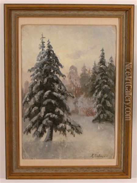 In The Winter Forest Oil Painting - Konstantin Apollonovich Savitsky