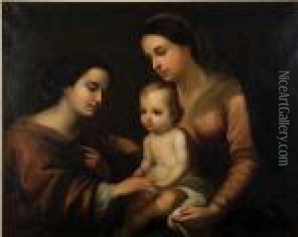 The Mystic Marriage Of Saint Catherine (19th Century) Oil Painting - Bartolome Esteban Murillo