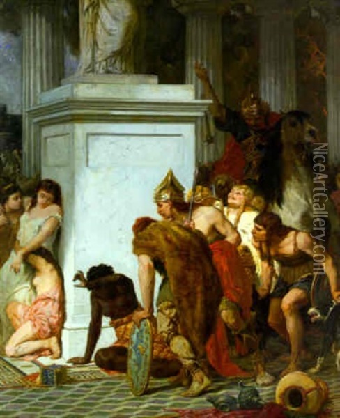 La Conquete De Rome Par Les Gaulois Oil Painting - Evariste Vital Luminais