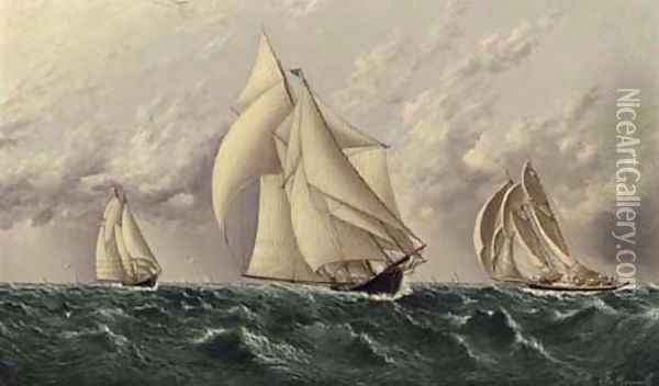 Yachts Racing Oil Painting - James E. Buttersworth