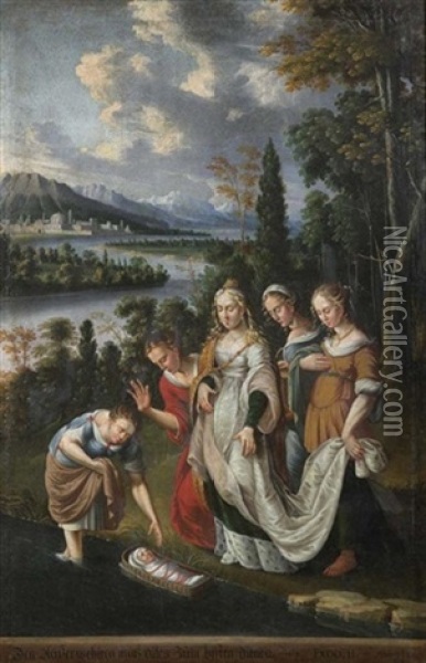 Die Auffindung Des Mosesknaben Oil Painting - Albrecht Kauw the Elder
