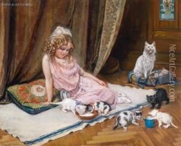 Diestolze Katzenmutter Oil Painting - Hedwig Grossmann
