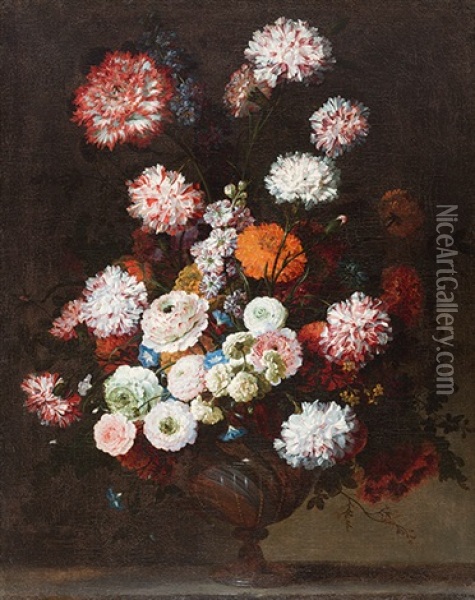 Blumenstillleben Mit Nelken Und Pfingstrosen Oil Painting - Jean-Baptiste Monnoyer