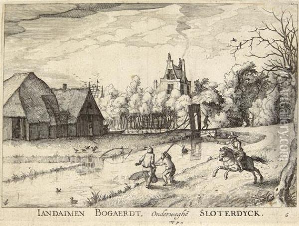 Landaimen Gogaerdt, Onderweghe 
Sloterdyck (ansicht Des Gutes Von Jan Daimen Bei Sloterdyck) Oil Painting - Claes Jansz Ii Visscher
