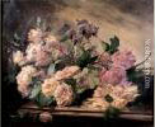 Bouquet De Fleurs Sur Un Entablement Oil Painting - Jacques Van Coppenolle