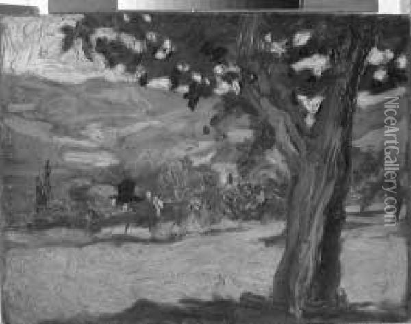 paesaggio Con Grande Albero Oil Painting - Dante Conte