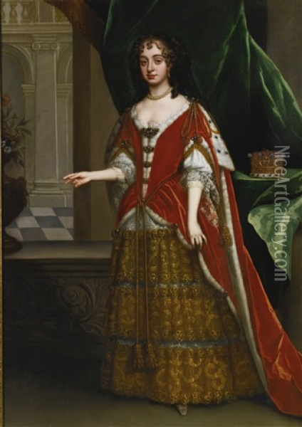 Portrait Of A Countess Wearing Robes For The Coronation Of James Ii Oil Painting - Jacob Huysmans