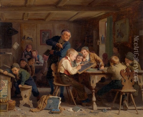 The Caricature Of The Schoolmaster Oil Painting - Edouard-Henri Girardet