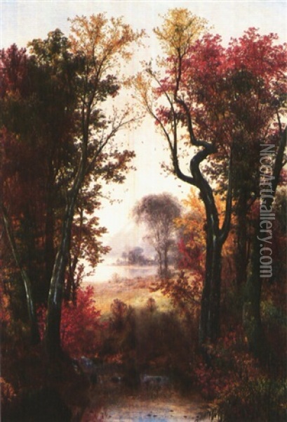 Autumn Landscape Oil Painting - Louis Remy Mignot