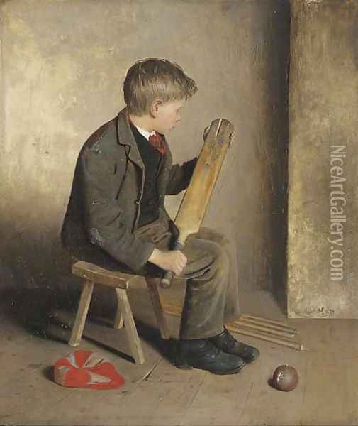 The Young Cricketer Oil Painting - Edward Holliday