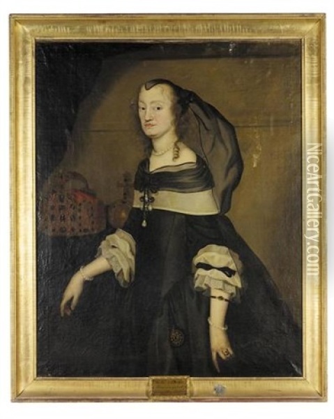 Portrait Of An Empress (maria Anna, First Wife Of The Emperor Ferdinand Iii ?) Oil Painting - Gerrit Van Honthorst