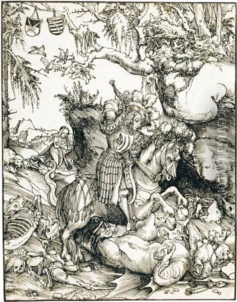 St. George On Horseback Slaying The Dragon Oil Painting - Lucas The Elder Cranach