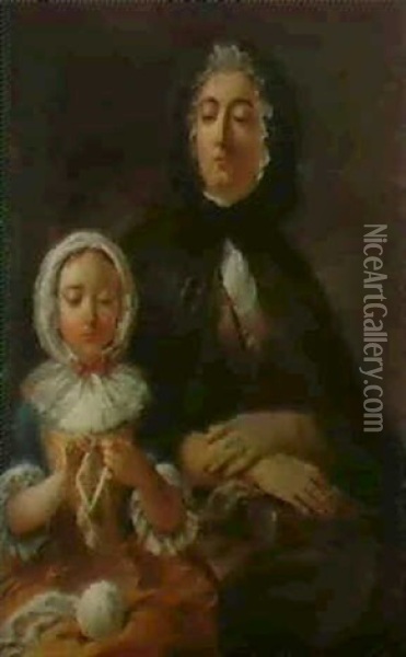 Jeune Mere Et Son Enfant Oil Painting - Philip Mercier